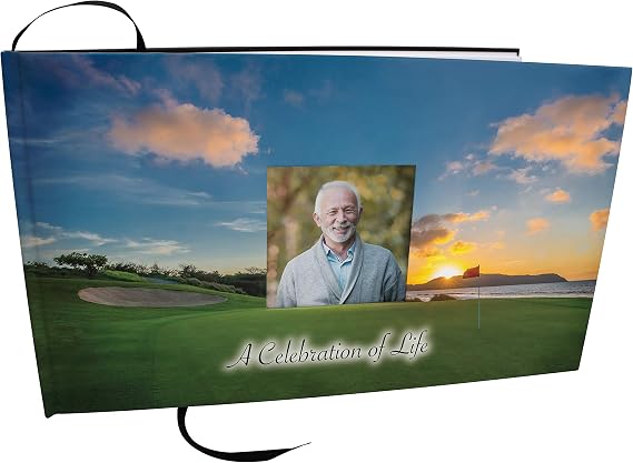 Golf Celebration of Life Funeral Guest Book for Memorial Service