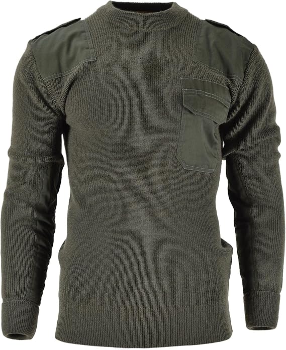 German Army Style Miltec Pullover OD Commando Jersey Olive Green Sweater Wool Blend