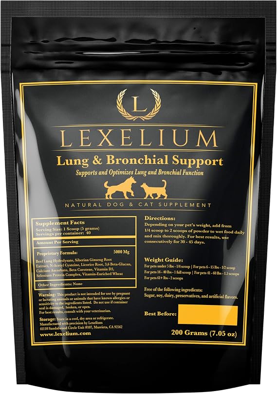 Lung and Bronchial Support for Dogs & Cats, Easy-Mix Breathing Powder, 200g