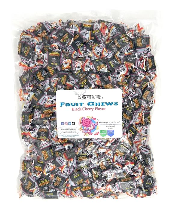 Black Cherry Flavor Fruit Chews, 2 Pounds Bulk