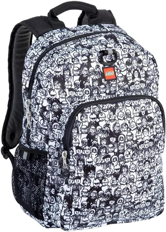 LEGO Iconic Prints Kids School Backpack Bookbag, for Travel, On-the-Go, Back to School, Boys and Girls, with Adjustable Padded Straps and Fun patterns, Crowd Color Me
