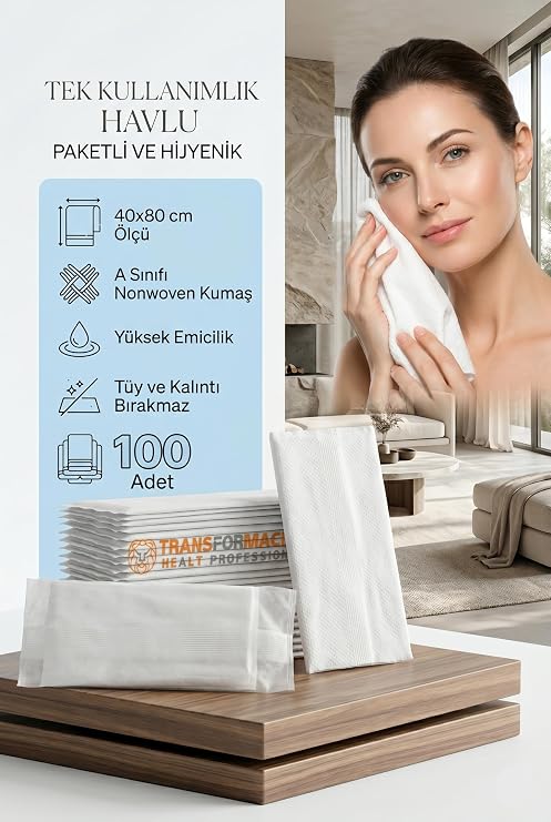 Transformacion Tek Kullanımlık Kuaför Havlusu - Berber Havlusu Spa Havlusu Medikal Havlu 100 Ad 721615