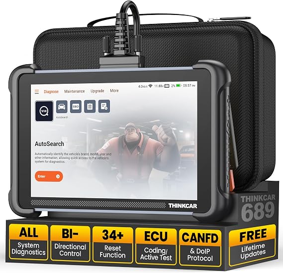 THINKCAR OBD2 Scanner Diagnostic Tool Lifetime Free, ThinkScan 689 Car Scan Tool with 34 Reset Function,Scanner for Car with 3000+ Active Test,Advanced ECU Coding BI-Directional,Autoauth for FCA SGW