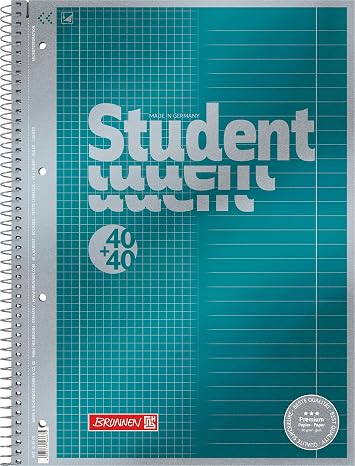Brunnen 1067174 Vera Treated Cover with Metallic Effect A4 Lined Notepad/Student Premium Duo, 27/28, 90 g/m2; 40 Sheets Ruled, 40 Sheets Chequered