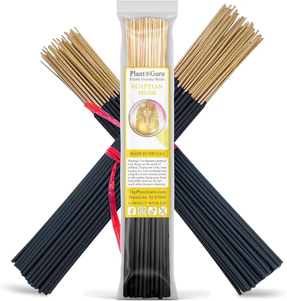 Egyptian Musk Exotic Incense Sticks 11 Inch - Bulk 1 Bundle 45 to 50 Sticks - Natural 11" Long Lasting Aroma that Burns for 45 to 60 Minutes.