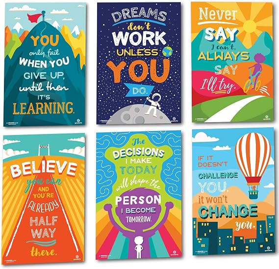 Sproutbrite 6 Pack 12 x 16 Educational Motivational Posters & Charts