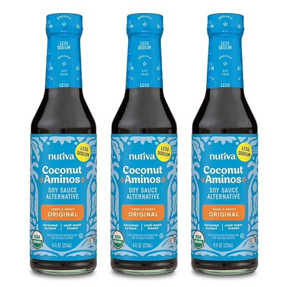 Coconut Secret Organic Liquid Coconut Aminos - Low Sodium Soy Sauce Alternative for Cooking, Dipping, and Marinating - Perfect for Vegan, Keto, and Paleo Diet - 8Oz, 3 Pack