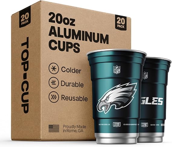 Top Cup NFL Philadelphia Eagles Aluminum Party Cups, 20oz, 20 Count