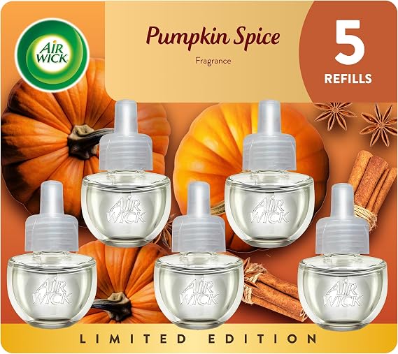 Air Wick Plug Refills, Pumpkin Spice Scent, Essential Oils,5 count