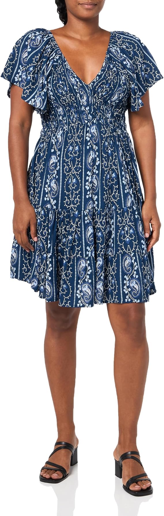 Angie Women's Angie Women's Printed Short Sleeve Smocked Tiered Dress