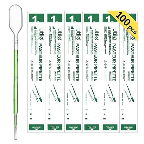 Utile 100pcs of Sterile Transfer Pipettes, Essential Oil Pipettes, Cap.3ml with 140mm Length, Low-Density Polyethylene Material, Individual Peel-Pack, 4320.0313.100