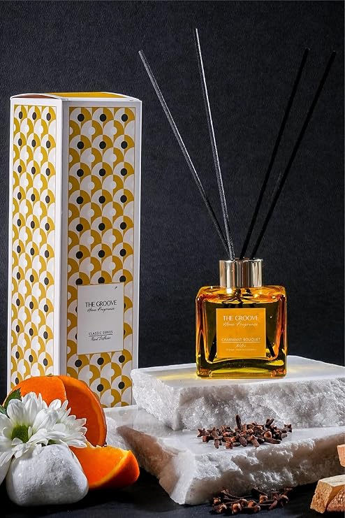 Marrien Floral Bouquet 100 ml Silindir Çubuklu Oda Kokusu Parfümü Sarı Charmant Bouquet – Kalıcı Ev Parfümü, Reed Diffuser Oda Kokusu