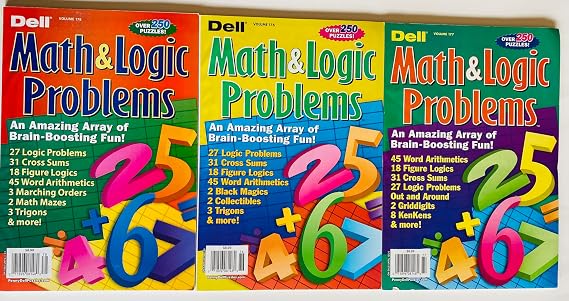 Lot of 3 Dell Penny Press Math and Logic Problems Puzzles Volumes 176,177, and 178