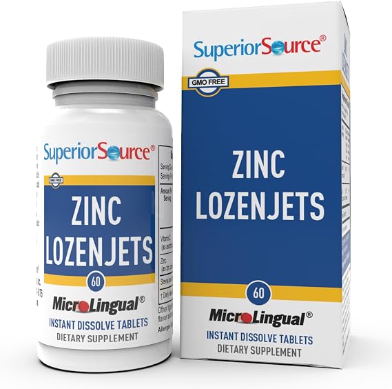 Superior Source Zinc Lozenjets with Vitamin C, 60 Sublingual Tablets