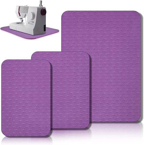 Drydiet 3 Pcs Sewing Machine Mat Non Slip Pedal Pad Set,Pink Purple