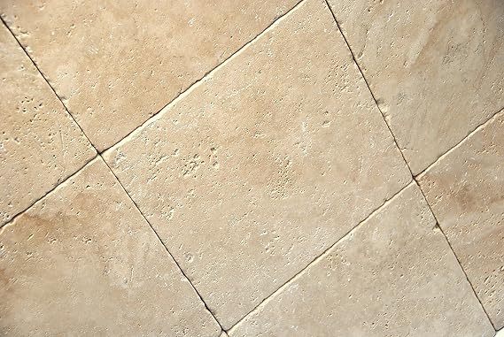 Light / Ivory 12X12 Tumbled Travertine Tile