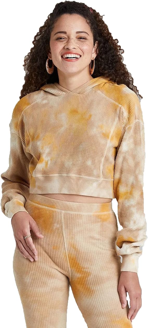 WILD FABLE Women's Cropped Waffle Hoodie -
