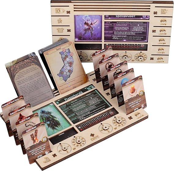 CZYY Player Dashboard Compatible with Gloomhaven and Frosthaven | HP & XP Dials, Character Card Holder, Modifier Deck & Discard Areas, Birch Plywood, Assembly Required