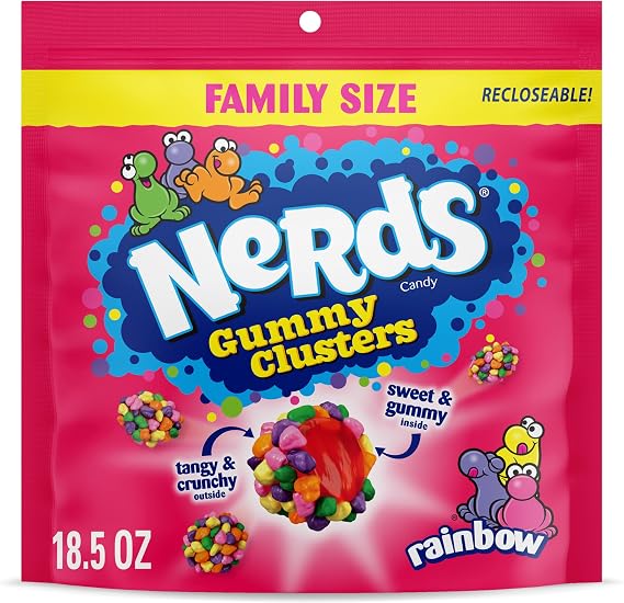 Nerds Gummy Clusters Rainbow Candy, Rainbow, Resealable 18.5 Ounce Resealable Big Bag