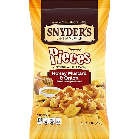 Snyder's PRETZEL PIECES Honey Mustard & Onion 12oz. (Pack of 8)