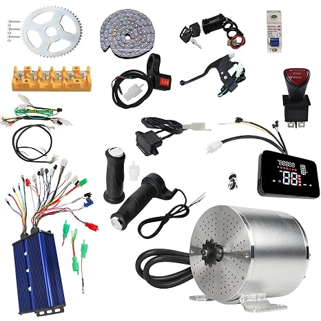 MY1020 72V 3000W Brushless Motor & Controller Kit | High-Speed Motor for E-Bikes, Scooters, Go-Karts, Golf Carts, Tricycles | T8F Chain & Sprocket, LCD Display, Reverse Switch