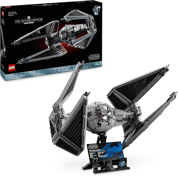 LEGO Star Wars TIE Interceptor UCS Vehicle Building Set, Model Kit for Adults to Build, with Pilot Minifigure & Droid Figure, Collectible Gifts for Men, Women, Him or Her 75382