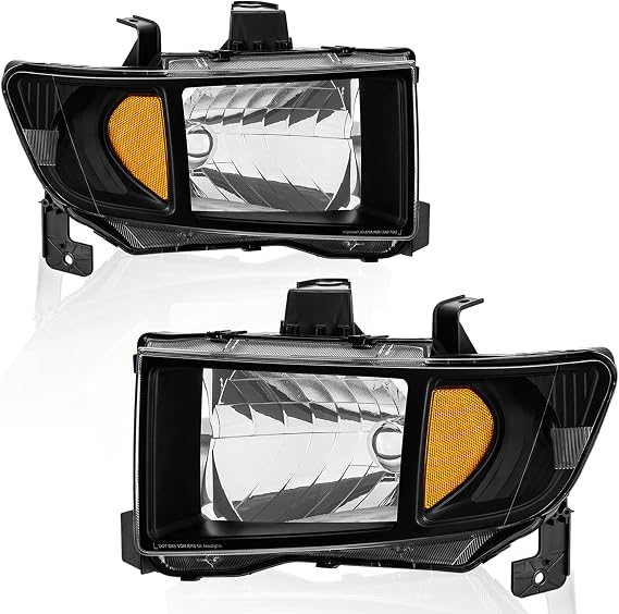 KUIPERAUTO OE Style Compatible for 2006-2014 Honda Ridgeline Headlights Assembly Clear Lens Black Housing with Amber Reflector Driver and Passenger Side (Set of 2)#HO2502128, HO2503128