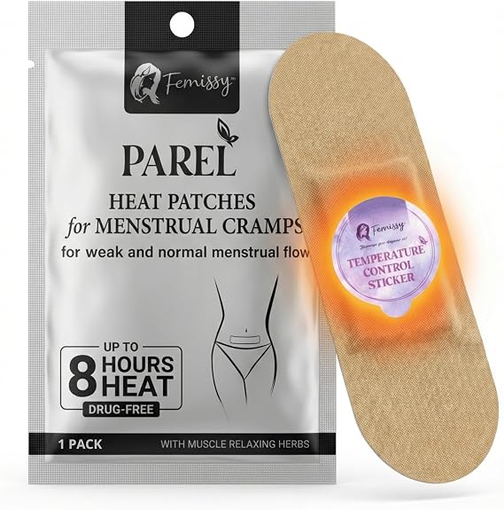 Herbal Period Heat Patches, Tailored for Low-Normal Flow (1 Pc) 8hr Long-Lasting, Drug-Free Heating Patch for Menstrual Cramps, Bloating & Back Discomfort Skin-Safe, Strong Hold, On-The-Go Relief