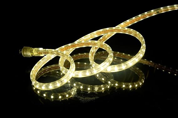 CBconcept UL Listed, 40 Feet,Super Bright 10500 Lumen, 3000K Warm White, Dimmable, 110-120V AC Flexible Flat LED Strip Rope Light, 720 Units 5050 SMD LEDs, Indoor Outdoor Use, Ready to use