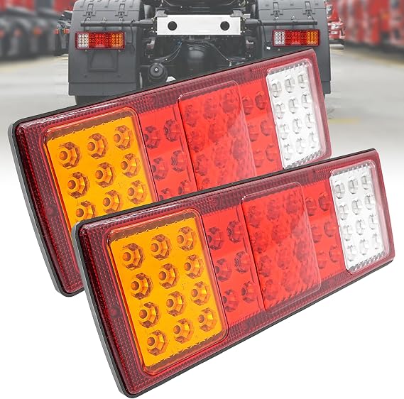 2PCS 48 LED Trailer Rear Tail Lights, 24V Waterproof Turn Signal Brake Reverse Running Lights, Fit for Truck RV Camper Snowmobile Pickup Vans Utility Trailers