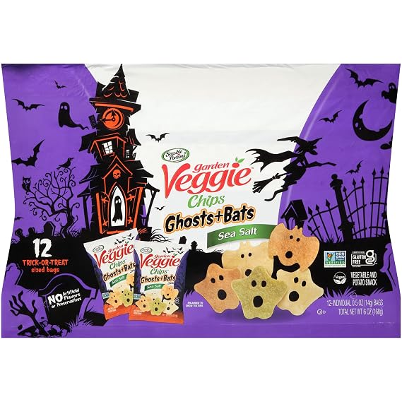 Sensible Portions Garden Veggie Ghosts & Bats Sea Salt Chips, 0.5 oz Bag, 12 ct