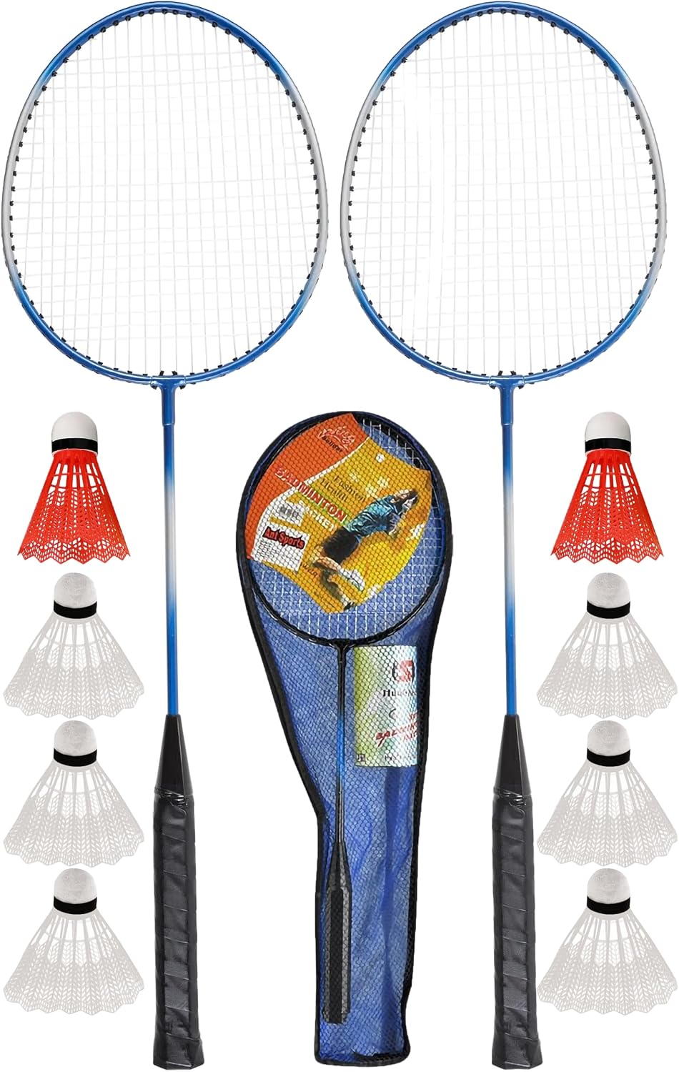 11 Parça Çantalı Set Badminton Raketi Seti 2 Raket + 8 Top + Çanta Amatör Raket Top Seti