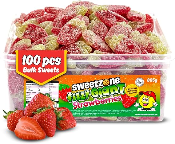 Sweetzone Fizzy Giant Strawberries 800g 100pcs