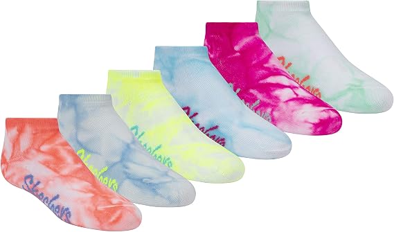 Skechers Girls' 6 Pack Low Cut Socks + 3 Pack Hair Ties