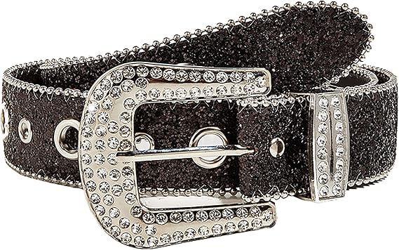 Rhinestone Belts for Women Western Cowgirl Bling Skinny Leather Belt for Jeans Pants Dresses (Fit for 27"-39")