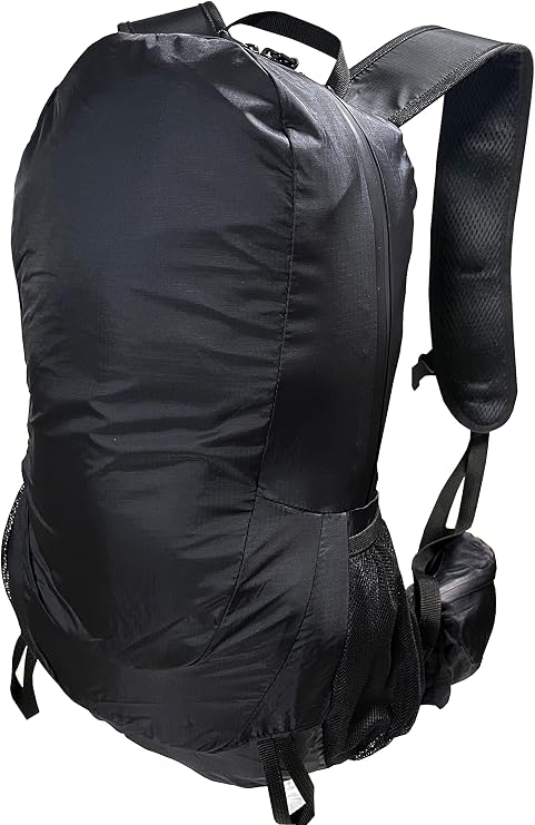Ultra-Lightweight UL 20L Backpack with Side Pockets - Water Repellent, Waterproof, for Men and Women, Hiking, Trekking, Black, Foldable, Travel, Disaster Preparedness - PEAK HUNT