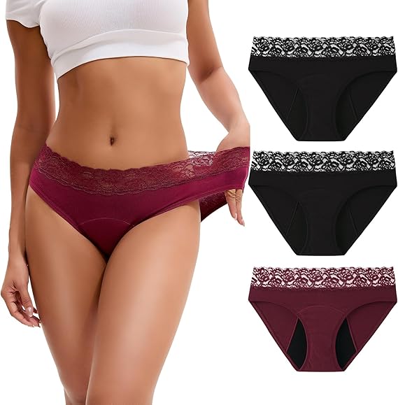 INNERSY Women's Period Underwear Cotton Hipster 3-Pack