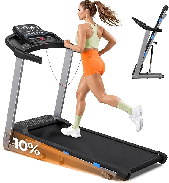Cardirun Foldable Treadmills for Home with 10% Incline, 400 LBS Capacity