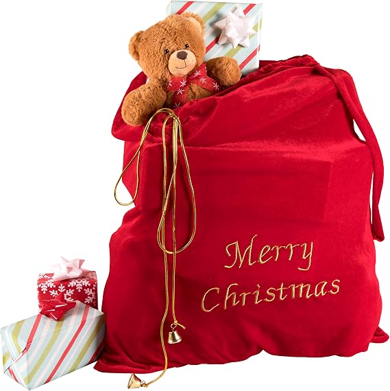 28 x 32" Red Velvet Santa Claus Merry Christmas Bag - Gift Bag for Gifts