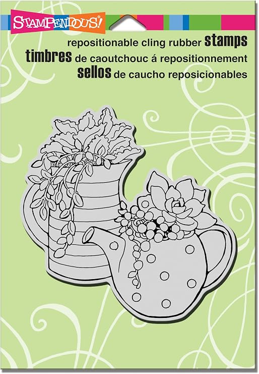 STAMPENDOUS CRW184 Cling Stamp, Potted Succulents