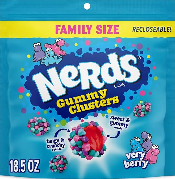 NERDS Gummy Clusters Very Berry Candy, Crunchy & Gummy, 18.5 oz
