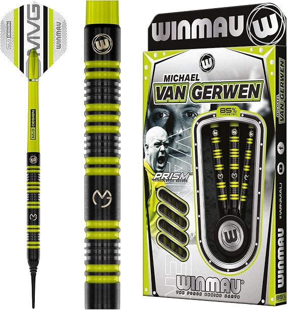 WINMAU Darts - 85% Pro-Series Soft Tip Darts Set with Dart Flights and Dart Shafts (Stems)