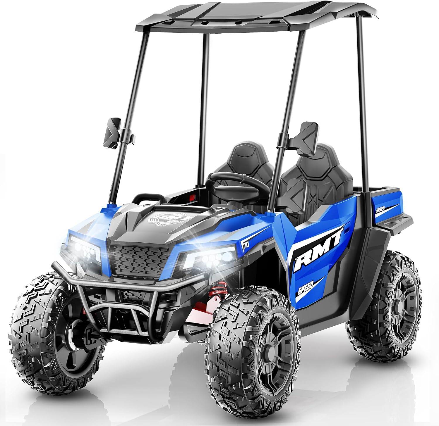 24V Kids Ride on Toys, Dump Truck 2 Seater wSun Shade, Dump Bed & Shovel, 5MPH, 4WD Kids Electric Vehicles, Electric Car wRemote, Electric Car for Toddler, 3 Speeds, LED Lights, Music, Navy Blue