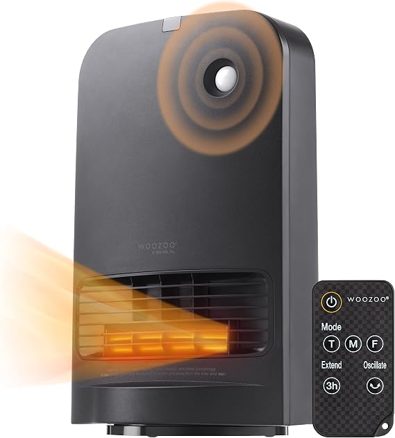 IRIS USA WOOZOO Portable Heater, 1500W, Oscillating, Motion Sensor
