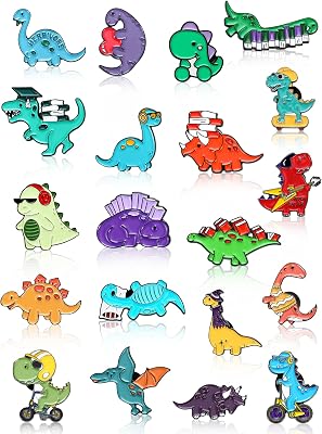 20 Pcs Enamel Pin Brooches Cute Kawaii Dinosaur Enamel Lapel Pins Set Cartoon Animal Brooch Badge Pins Novelty Dinosaur Pattern Pins for Women Clothes Bags Backpack Accessory DIY Fresh Style