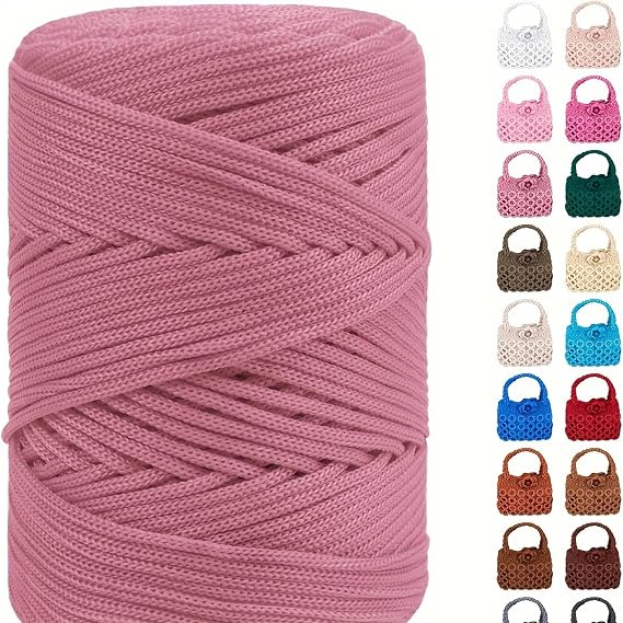 Polyester Soft Macrame Cord 2.5-3mm, 191 Yards x 1/9 inc Polyester Rope, Braided Macrame Yarn for DIY Crafts, Plant Hanger, Wall Hanging, Macrame Bag (C)