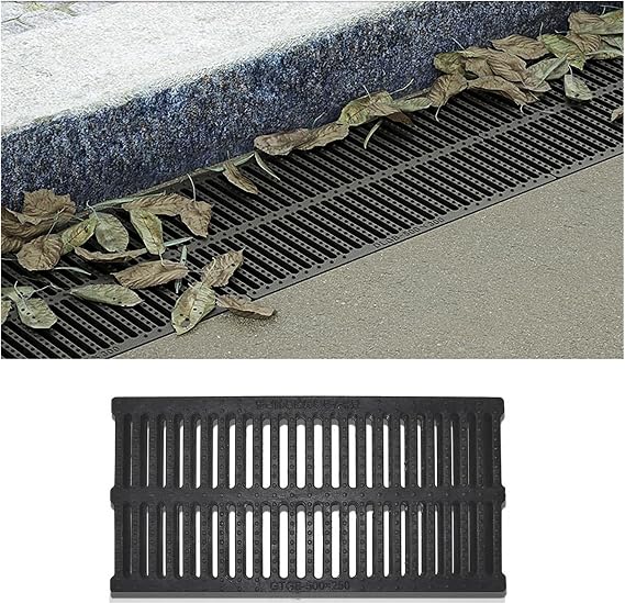 YLLFFLL 5 Pack Black Outdoor Drain Grate for Channel/Cement Gutter, Heavy Plastic Drainage Grate Mesh Trench Cover French Drain Covers Rainwater Well Cover(50x20x4cm (19.7x7.8x1.6in))