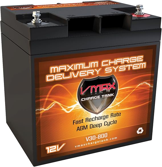 Vmaxtanks V30-800 12 Volt 30Ah AGM SLA Deep Cycle Battery compatible with Golf Caddy, Lectronic, MGI Electra Hill-billy Motorcaddies, Everest & Jennings Wheelchair, and trolling motors