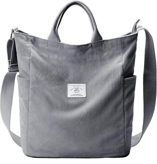 KALIDI Corduroy Tote Bag, Large Slouchy Hobo Messenger Crossbody Bag
