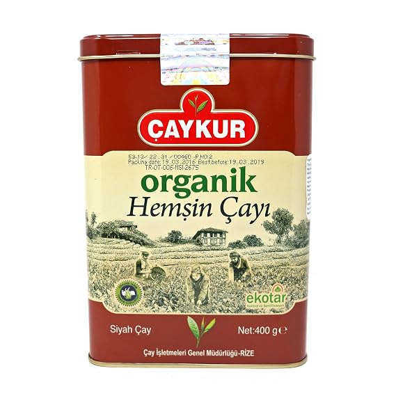 CAYKUR Organic Hemsin Black Tea, Premium Certified Turkish Loose Leaf Tea, Natural, Additive-Free, Grown in the Hemsin Organic Farming Basin, can 400gr / 14.1 oz